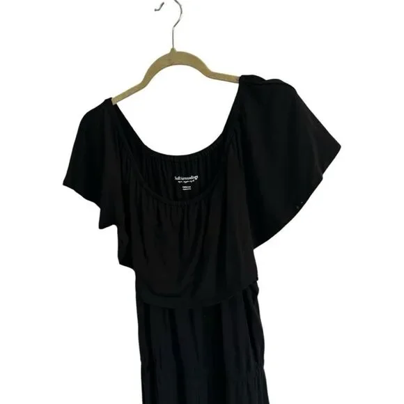 Soft Surroundings Ruffle Boat Neck Black Jumpsuit Size Petite Large Closet Stapl